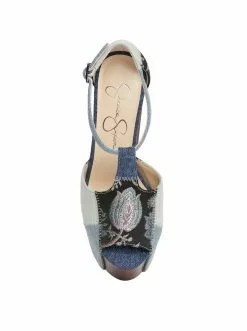 Camuto Dany T-Strap Platform Sandal In Denim Patchwork 15 Camuto Dany T-Strap Platform Sandal In Denim Patchwork