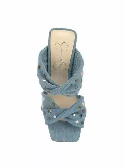 Camuto Wavia High Heel Slide In Denim Shoes