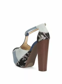 Camuto Dany T-Strap Platform Sandal In Denim Patchwork 13 Camuto Dany T-Strap Platform Sandal In Denim Patchwork
