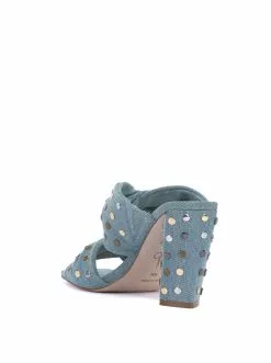 Camuto Wavia High Heel Slide In Denim Shoes