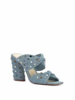 Camuto Wavia High Heel Slide In Denim Shoes