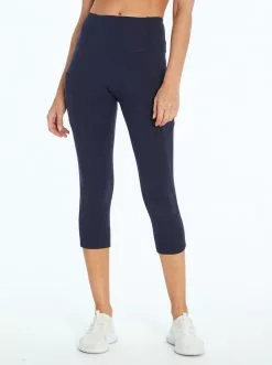 Rockfit Tummy Control Solid Capri In Midnight Blue Clothing