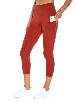 Rockfit Clothing Tummy Control Solid Capri In Burnt Henna
