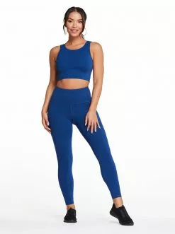 Rockfit Clothing Tummy Control Ankle Legging In Estate Blue