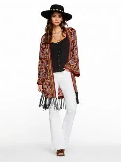 OJG JJ Kimono In Red Dahlia Moroccan Blooms