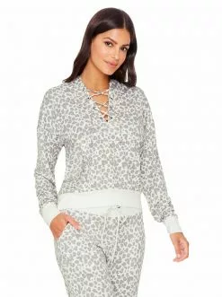 Rockfit Sunnyside Hoodie In Silver Filigree Painted Leopard Clothing