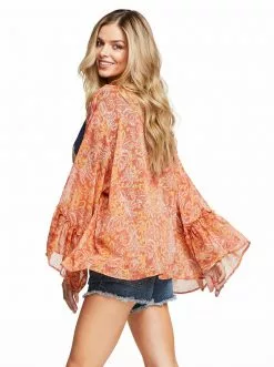 OJG Binx Kimono In Folkloric Auburn Clothing