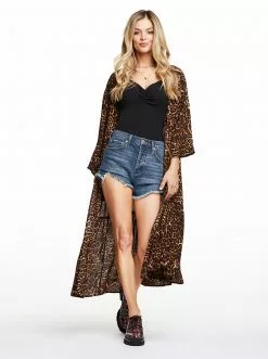 OJG Clothing Leilani Tiered Kimono In Chic Leopard