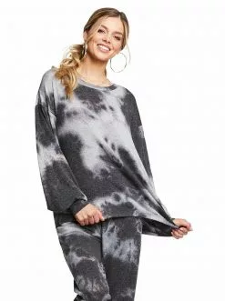 OJG Rainey Tie Dye Top In Black Tie Dye Clothing