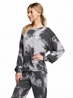 OJG Rainey Tie Dye Top In Black Tie Dye Clothing