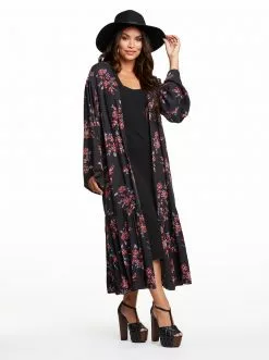OJG Leilani Tiered Kimono In Floral Spray Clothing