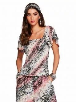 OJG Marie Top In Gardenia Marble Cheetah