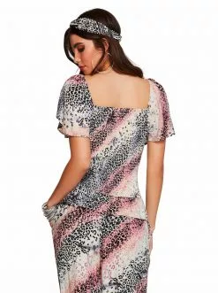 OJG Marie Top In Gardenia Marble Cheetah