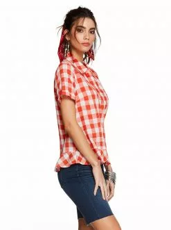 OJG Nellie Top In Emberglow Gingham Check
