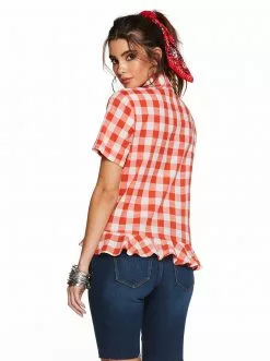 OJG Nellie Top In Emberglow Gingham Check