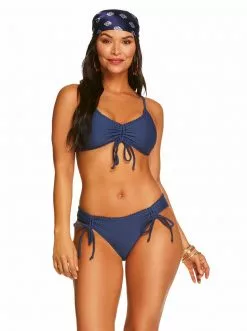 Amerex Pretty In Pique Ruched Front Top In Mood Swim