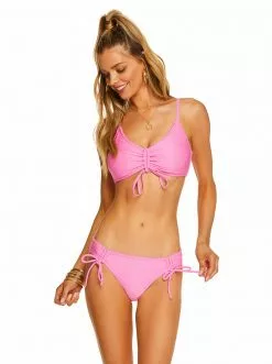 Amerex Pretty In Pique Ruched Front Top In Femme