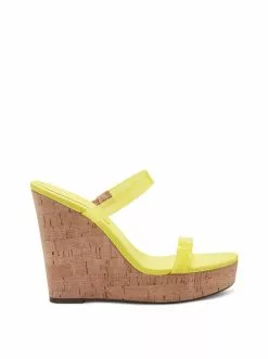 Camuto Tumile Platform Wedge Slide In Yellow