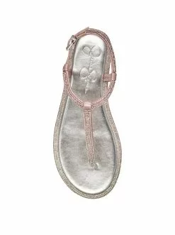 Camuto Oliara Flat T-Strap Sandal In Silver