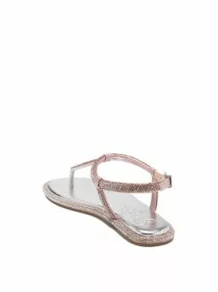 Camuto Oliara Flat T-Strap Sandal In Silver