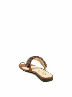 Camuto Rowine Flat Thong Slide In Ginger Cookie