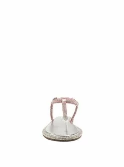 Camuto Oliara Flat T-Strap Sandal In Silver