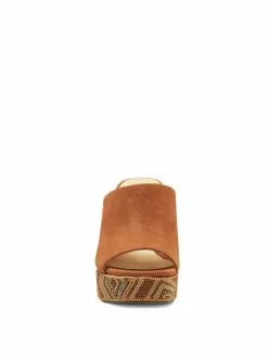 Camuto Shantelle Platform Wedge Slide In Ginger Cookie Shoes