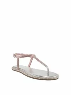 Camuto Oliara Flat T-Strap Sandal In Silver