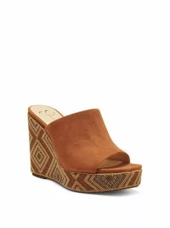 Camuto Shantelle Platform Wedge Slide In Ginger Cookie Shoes