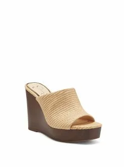 Camuto Shantelle Platform Wedge Slide In Natural
