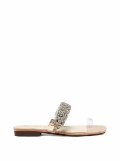 Camuto Rowine Flat Thong Slide In Clear