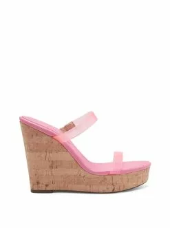 Camuto Tumile Platform Wedge Slide In Pink Shoes