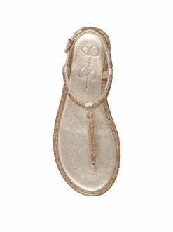 Camuto Oliara Flat T-Strap Sandal In Champagne