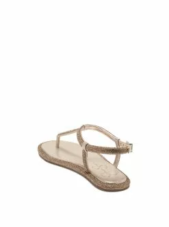 Camuto Oliara Flat T-Strap Sandal In Champagne