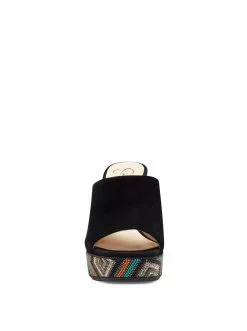Camuto Shantelle Platform Wedge Slide In Black Shoes