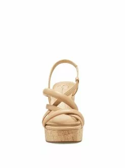 Camuto Shoes Simina Platform Wedge Sandal In Buff