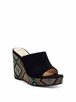 Camuto Shantelle Platform Wedge Slide In Black Shoes