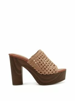 Camuto Shelbie Platform Slide In Natural Woven