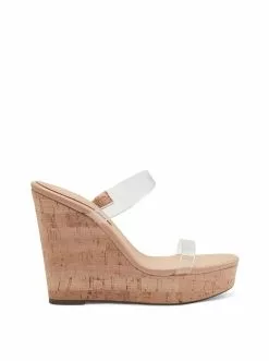 Camuto Tumile Platform Wedge Slide In Clear Shoes