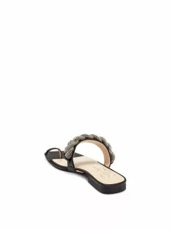 Camuto Shoes Rowine Flat Thong Slide In Black