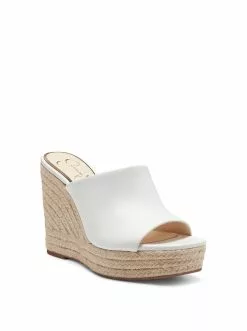 Camuto Shantelle Platform Wedge Slide In White Shoes