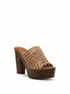 Camuto Shelbie Platform Slide In Natural Woven
