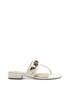 Camuto Movena Flat Thong Slide In White Shoes