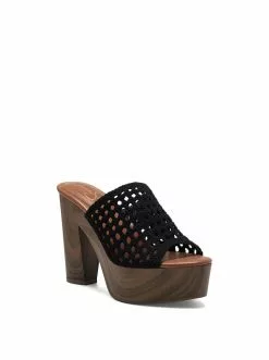 Camuto Best Sellers Shelbie Platform Slide In Black Woven