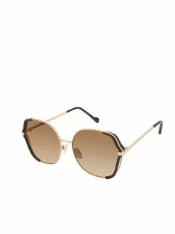 CIO Geometric-Shaped Metal Sunglasses In Gold & Black