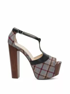 Camuto Dany T-Strap Platform Sandal In Plaid Shoes