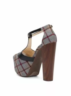 Camuto Dany T-Strap Platform Sandal In Plaid Shoes