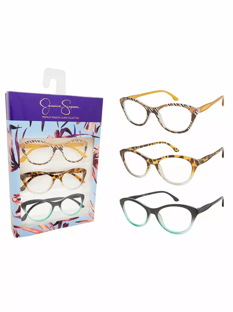 CIO EYEWEAR Set Of 3 Rectangle Readers In Brown Multi, Grey Multi & Black To Aqua 1 CIO EYEWEAR Set Of 3 Rectangle Readers In Brown Multi, Grey Multi & Black To Aqua