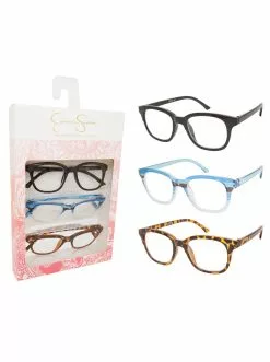 CIO Set Of 3 Rectangular Readers In Tortoise, Multi Stripe & Black