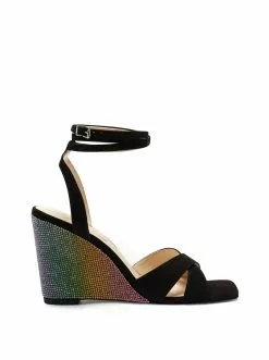 Camuto Shoes Arlisa Wedge Sandal In Black Sparkle